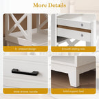May in Color Nightstand with 2 Drawers, 30" Tall Beside Table for Bedroom | Farmhouse Wooden side Table with Solid Feet and Open Shelf, Modern Painted End Table for Living Room, Home Office, White
