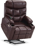 MCombo Power Lift Recliner for Elderly, Leather 7287 (Dark Brown, Medium)