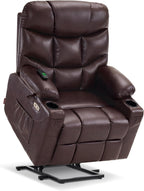 MCombo Power Lift Recliner for Elderly, Leather 7287 (Dark Brown, Medium)