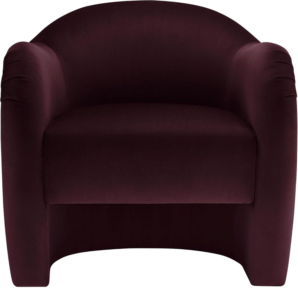 Modway Compose Barrel Chair with Performance Velvet Fabric in Mulberry – Upholstered Accent Armchair with Curved Backrest – Cozy Lounge Chair for Reading – Round Comfy Single Sofa Club Chair