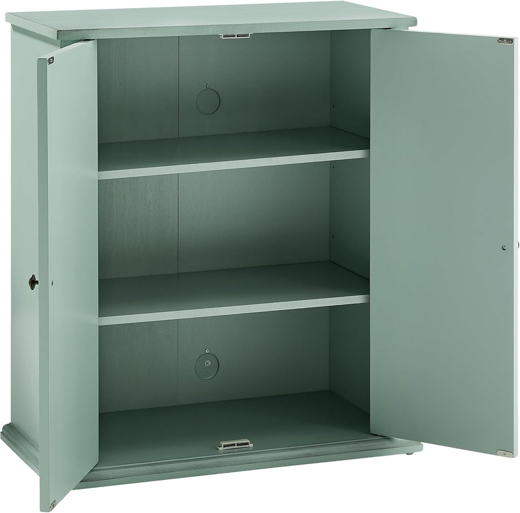 Crosley Furniture Holbrook Traditional Stackable Kitchen Storage Pantry, Accent Cabinet, Bathroom Storage, Distressed Seafoam Blue