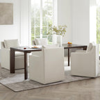 KISLOT Upholstered Dining Chairs with Casters Modern Side Armchair with Rollers for Diningroom Bedroom Livingroom Reading Room, Flax Beige, 1 Box