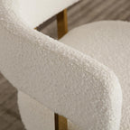 Barrel Accent Chair,Modern Side Chair with Golden Metal Legs, Sherpa Upholstered Reading Armchair for Bedroom, Boucle Club Chairs for Living Room/Reception Room/Lounge/Office, White