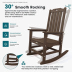 THOEOE Outdoor Rocking Chairs Set of 2, Oversized Patio Rocking Chair | HDPE Outdoor Rockers for Front Porch, Patio, Backyard, Balcony and Garden. All-Weather High Back Design, Brown