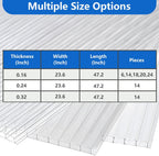 DGSL 14 Pcs Polycarbonate Greenhouse Panels, 4' x 2' x 0.16'' Twin-Wall Panels, Polycarbonate Sheet for All Weather Outdoor Garden and Greenhouse Covering