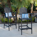 Saiveina Outdoor Acacia Wood Adirondack Barstools, Set of 2, Dark Gray