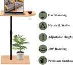 C-Shaped Oval Couch Tray Table， 360°Swivel Wider TV Tray Table Sofa Bamboo Height Adjustable Side Table with Slots for Bed & Chairs in Living Room Bedroom (Oval)