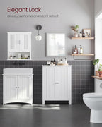 VASAGLE Floor Storage Cabinet, Freestanding Storage Unit with 2 Adjustable Shelves, for Bathroom Living Room Dining Kitchen, 11.8 x 23.6 x 31.5 Inches, Cloud White UBCB60WV1