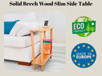 Handmade Slim Side Table Solid Beech Wood for Couch Living Room, Authentic Narrow End Table Hardwood 2 tier with Open Shelf for Office, Bedrooms, Book Rack, Eating Snack Tray, TV (Extra Slim, 7")