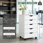 SweetGO 5 Drawer File Cabinet, Under Desk Storage with Drawers, Wood File cabinets for Home Office, Dorms (White)