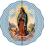Virgin Mary Prayer Wind Spinner, Metal Wind Spinners Outdoor Indoor,Virgin Mary Hanging Garden Decor for Outside, Stainless Wind Spinners for Yard and Garden 10 inch 3D (25.76X25 CM)