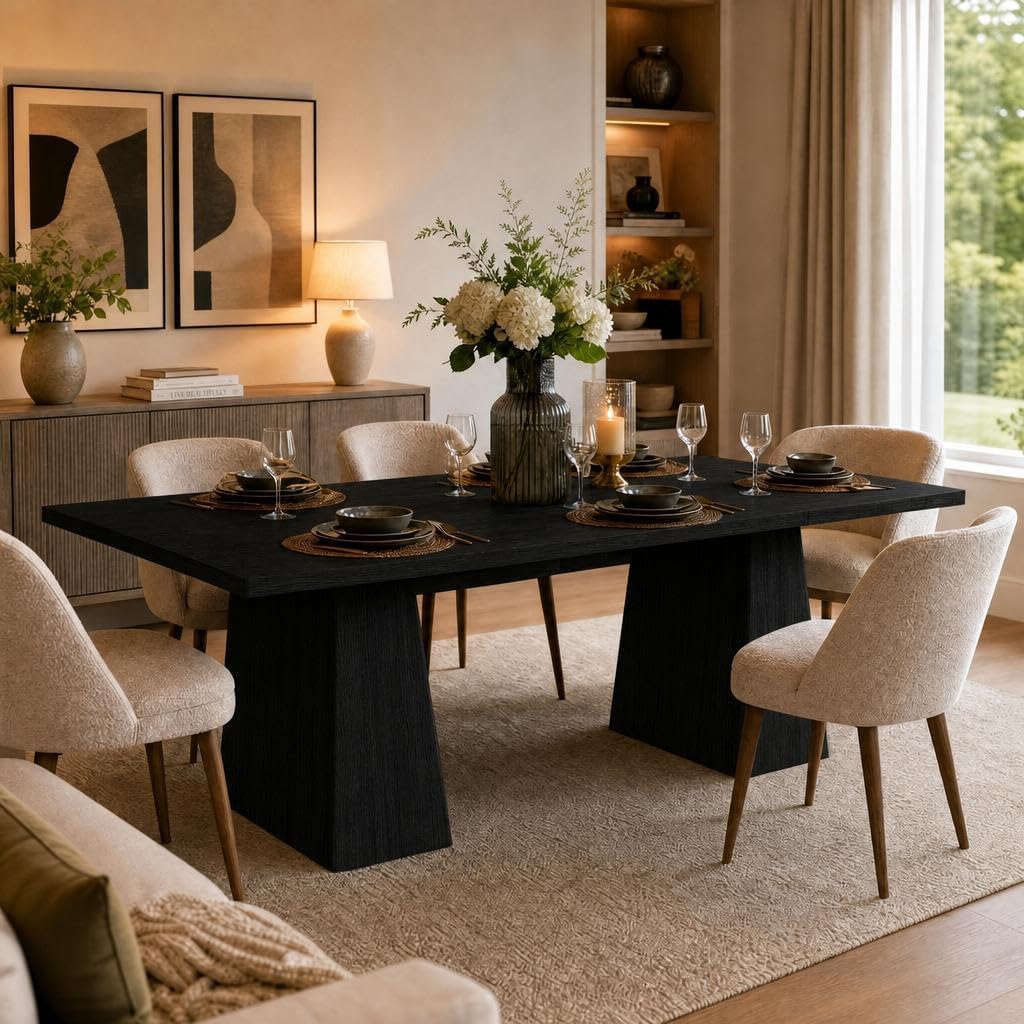 GAOMON Farmhouse Dining Table for 6-8 People, Farmhouse Dining Table, 71 in Long Kitchen Tables with Wooden Sturdy Legs, 6 ft Large Rectangular Counter for Dinner, Kitchen, Dining Room（Only Table）