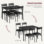 Kitchen Table and Chairs for 4, Rectangular Dining Set with Upholstered Chairs, Perfect for Small Spaces, Rustic Black