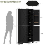 IRONCK Corner Cabinet, 72" Kitchen Pantry Cabinet, 6-Tier Freestanding Farmhouse Pantry with 2 Adjustable Shelves, 240°Swivel Doors, 2 Doors Storage, Spacious Hutch for Kitchen, Living Room, Black