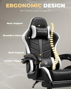 GTPLAYER Gaming Chair for Adults, Computer Chair with Footrest, Snow White | Ergonomic Video Game Chair with 90-155° Recline, Removable Headrest & Lumbar Support, All-Day Comfort for Home & Office