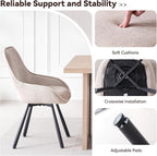 Swivel Dining Chair Set of 2, Modern Upholstered Fabric Kitchen Chairs with Thicken Cushion for Living Room Bedroom Restaurant (Beige)