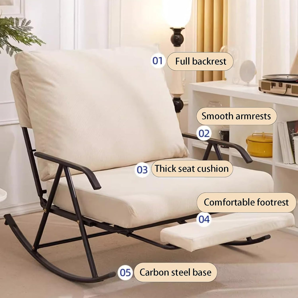 92cm Wide Double Rocking Chair,Featuring an Adjustable backrest and Retractable footrest, Suitable for Balconies, bedrooms, and Living Rooms Green
