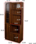 Pantry Cabinet, 71" Kitchen Buffet Hutch with Fluted Glass & Pull-Out | Multi-tier storage with fluted glass door, pull-out shelf & deep drawer for kitchen, dining room & coffee bar organizing