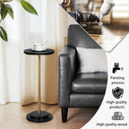 COVLON Drink Table, Small Pedestal Side Table with Wooden Carved Top for Living Room, Bedroom, Small Space, Gold and Black