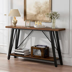 GAZHOME Console Table with Storage Shelf - Industrial Style Sofa Table Behind Couch for Living Room & Entryway, Rustic Brown,53.1 Inch