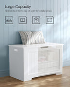 VASAGLE Storage Chest, 29.9 Inches Width Bench with 2 Safety Hinges | Shoe Bench, Farmhouse Style, for Entryway, Bedroom, Living Room, Cloud White, SOFIE Collection ULHS11WT