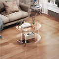 Acrylic Coffee Table, 2 Tier Round Coffee Table, Modern Clear Coffee Table, Clear End Table, Small Round Side Table for Couch, Living Room, Bedroom