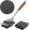 Grill Brush Bristle-Free, with Replaceable Head & Wooden Handle – Safe, Heat-Resistant BBQ Cleaner for All Grill Types (Cast Iron, Stainless Steel, Gas, Charcoal)