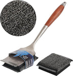 Grill Brush Bristle-Free, with Replaceable Head & Wooden Handle – Safe, Heat-Resistant BBQ Cleaner for All Grill Types (Cast Iron, Stainless Steel, Gas, Charcoal)