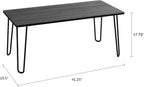 Lavish Home Small Space Coffee Table with Hairpin Legs – Minimalist Industrial Living Room Table with Woodgrain-Look Top and Steel Legs (Black)