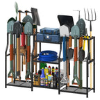 keomaisyto Garden Tool Organizer, Heavy Duty Yard Tool Tower Rack for Garage Organization and Storage, 3 Tier Utility Garden Tool Rack with hooks for Garden/Shed/Garage/Yard/Basement/Lawn