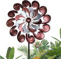GUAGUA Classical Metal Wind Spinner Outdoor, 360 Degrees Swivel Wind Spinners for Yard and Garden, 74 Inch Kinetic Wind Sculptures Willow Leaves Patio Decor (Bronze & Red)