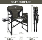 EVER ADVANCED Lightweight Aluminum Director Camping Chair, 350 lb Capacity | 19" Joint-Friendly Seat for Easy Standing with Side Table, Cup Holder & Storage, Ideal for Camping, Makeup Artists, Vendors