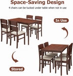Tangkula Dining Table Set for 4, Dinette Set with Table and 4 Padded Seat, Rubber Wood Legs, Curved Backrest, Mid-Century Modern Kitchen Table and Chairs Set of 4 for Living Room, Dining Room