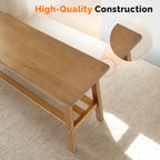 VINGLI Solid Wood Dining Bench 39" Wooden Bench for Entryway, Bedroom, Kitchen & Living Room, with Shoe Rack Storage, Light Brown