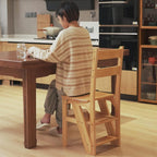 Solid Wood Foldable 4-Step Dual-Purpose Ladder Chair: for Library, as Step, Stool, Display Stand, Flower Stand (87 * 34 * 44.5cm, 90 * 35 * 46cm),Honey color-87 * 34 * 44.5cm
