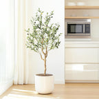 Tall Faux Olive Tree，4Ft(48in) Realistic Texture Potted Silk Artificial Olive Tree， Fake Olive Trees Indoor Outdoor for Home Office Living Room Bedroom Foyer Porch Decor.
