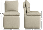 BLANKSPACE Upholstered Dining Chairs with Storage, Modern Linen Chairs with Casters, Armless Single Sofa Chair for Guest Seating, Bedroom, Reading Room（Grey）