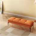 Modern Upholstered Bedroom Benches, Room Footrest Stool with Metal Legs for Entryway Dining End of Bed Entryway(Orange,120 * 40 * 40cm)