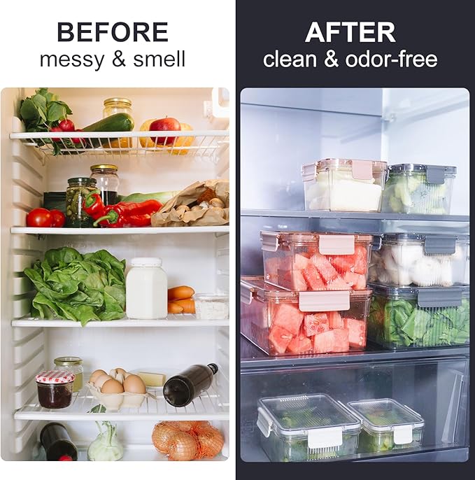 Eclirgan Freezer Storage Containers,Reusable Food Containers Set with BPA Free/Airtight,Clear Food Storage Set with Lock/Lids for Salad/Fruit(0.5/1/2 QT)