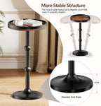 Small Round Side Table, Drink Table for Small Spaces, Modern Cocktail Table with Metal Leg, Weighted Iron Base Pedestal Round End Tables for Living Room, Bedroom, Couch
