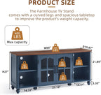 RWYHG Farmhouse TV Stand for 60 in TV, Entertainment Center for Living Room | Adjustable Shelves, Magnetic Glass Door, Sturdy Gourd Base, Wood Grain Top, High Capacity Storage Cabinet, Navy Blue