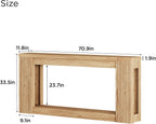 Maupvit Fluted Wooden Console Table with 2 Storage, 71 Inches Rectangular Entryway Table Behind The Couch, Farmhouse Boho Sofa Table for Entrance, Hallway, Living Room (Natural)