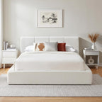 Queen Upholstered Bed Frame w/ Channel Headboard, Cloud Platform Bed Frame