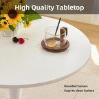 Round Dining Table, 27.6" Circle Tulip Table with Thickened Tabletop & Metal Pedestal, Mid Century Modern Bistro Table for Kitchen, Small Places, Living Room, Cafe (White)