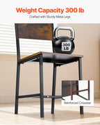VEVOR Dining Chairs Set of 2, Wooden Chairs with Metal Frame and Backrest, Easy to Assemble Leather Side Chair, Modern Farmhouse Walnut Chair for Kitchen Living Room, Rustic Brown and Black