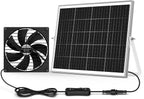 7.1" Large Solar Greenhouse Fan, 25W Solar Powered Vent Exhaust and Intake Chicken Coop Fan Outdoor Waterproof, 16.5 ft Cord, Strong Airflow for Shed Doghouse Cabin Ventilation Air Circulation