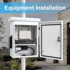 Outdoor Electrical Box with Thermostat and Fan, Cold-Rolled Steel Plate, Aluminum Alloy Back Beam, One-Piece Ventilation Design, IP65 Waterproof, Wall/Pole Mounted. (17.8" x 14" x 7.9")