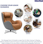 NOUHAUS Heated Classic Massage Chair Full Body and Spot Massaging Recliner with Ottoman, Bluetooth Speaker, in-Chair Charger. Portable Shiatsu Body Massager Chair (Caramel, Leather)