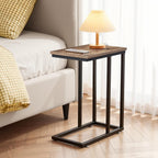 VECELO C Shaped End Side Table for Sofa Couch and Bed Snack TV Tray for Living Room Bedroom, 1 PCS Grey