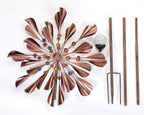 Large 79In Copper Kinetic Wind Spinner Multi-Color Seasonal LED Lighting Solar Powered Glass Ball Metal Wind Catchers Spinner for Patio Lawn & Garden Decorations